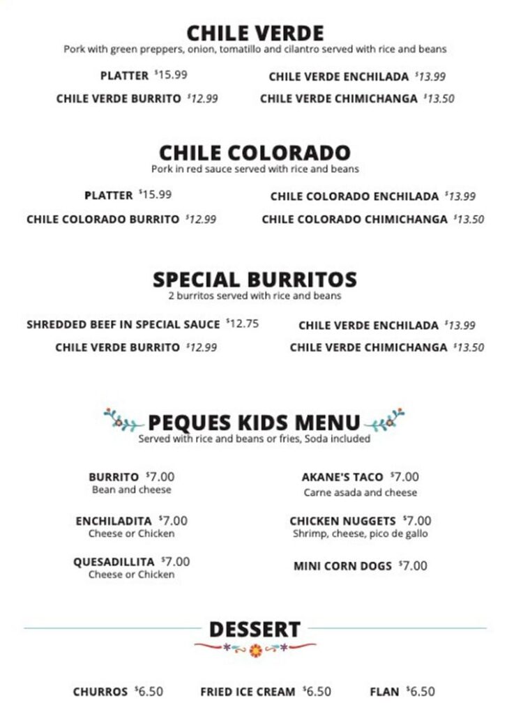 Katrina’s Mexican Restaurant & Cantina menu - entrees, kids, dessert