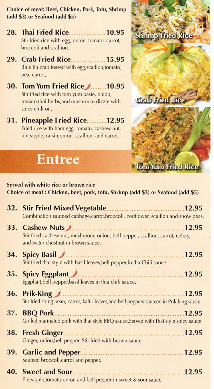Sara Thai Kitchen - fried rice, entree