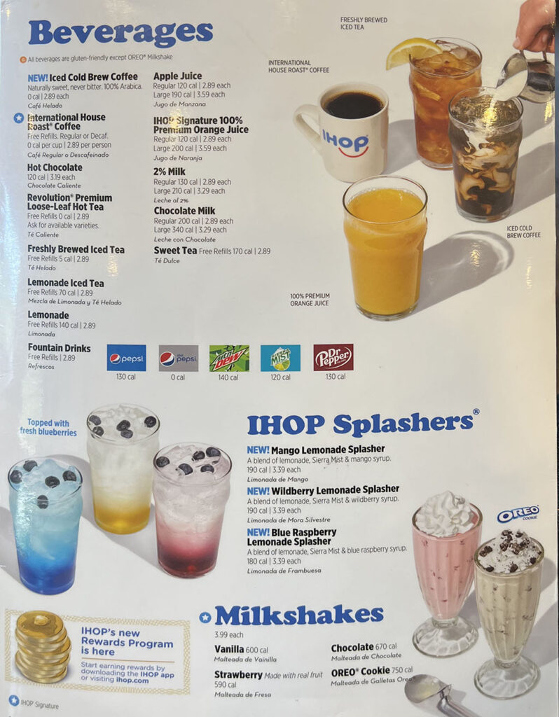 IHOP Salt Lake City menu - beverages