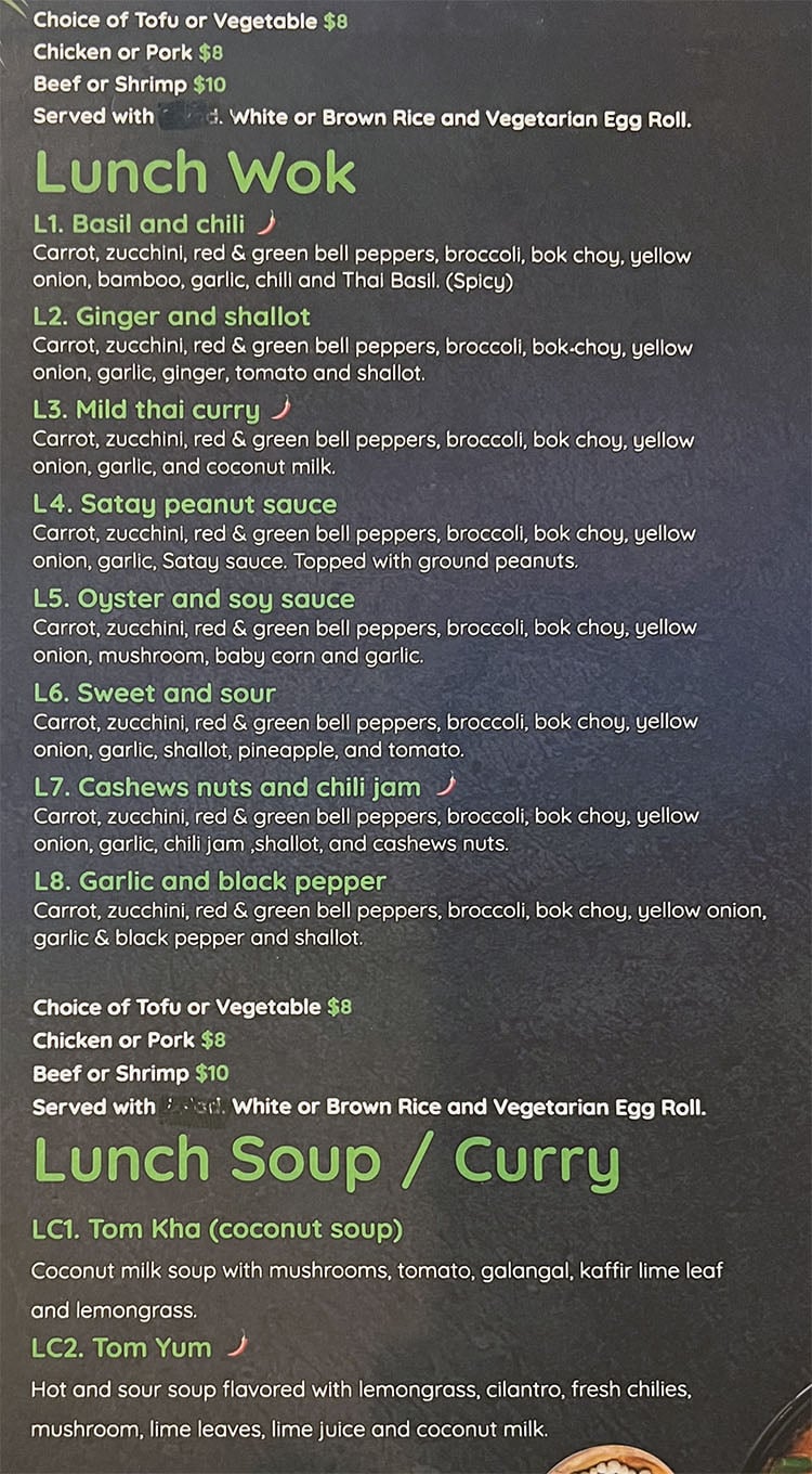 Coco Wok menu - wok, soup, curry