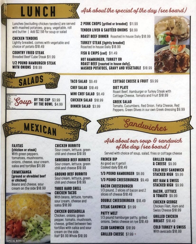 Ogie's Cafe menu - lunch