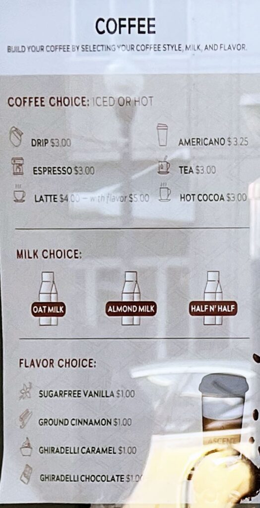 Ascent Kitchen menu - coffee
