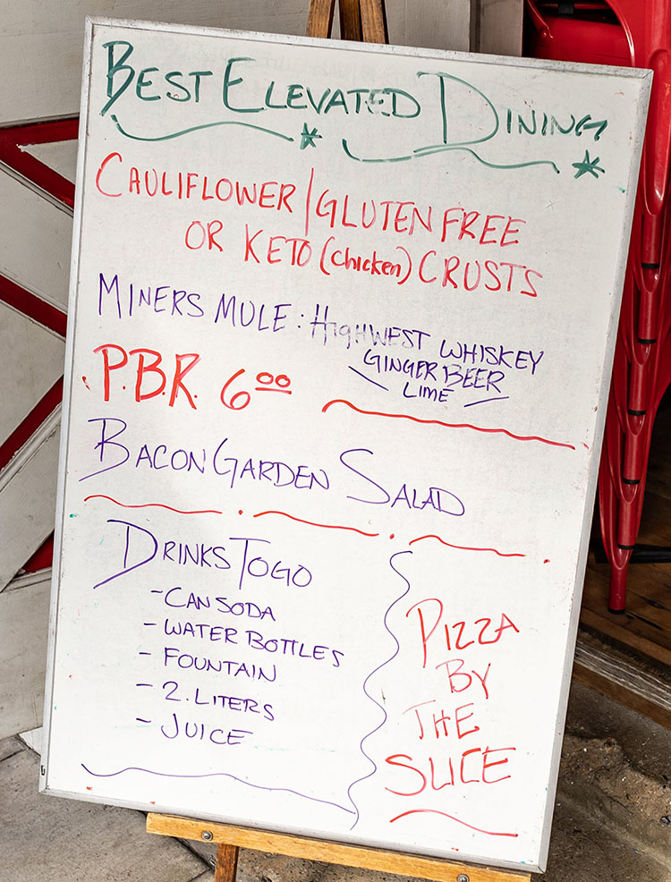 Red Banjo Pizza menu - exterior board