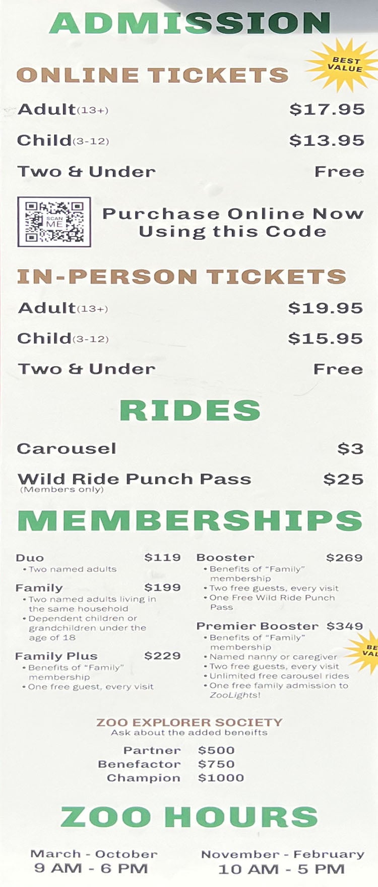Hogle Zoo prices and food menus SLC menu