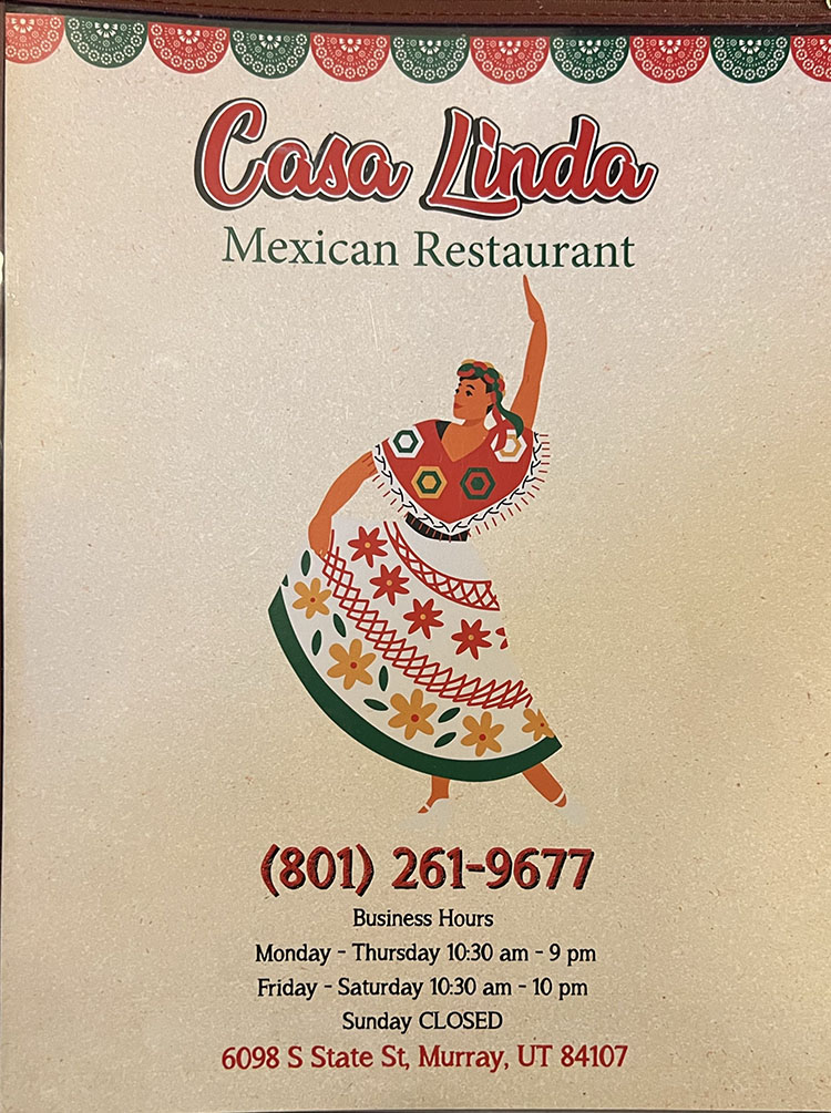 Casa Linda Mexican restaurant menu