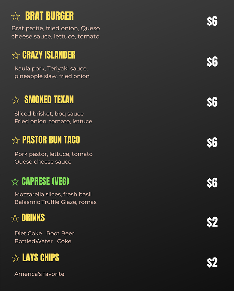 Salt City Sliders Food Truck - menu