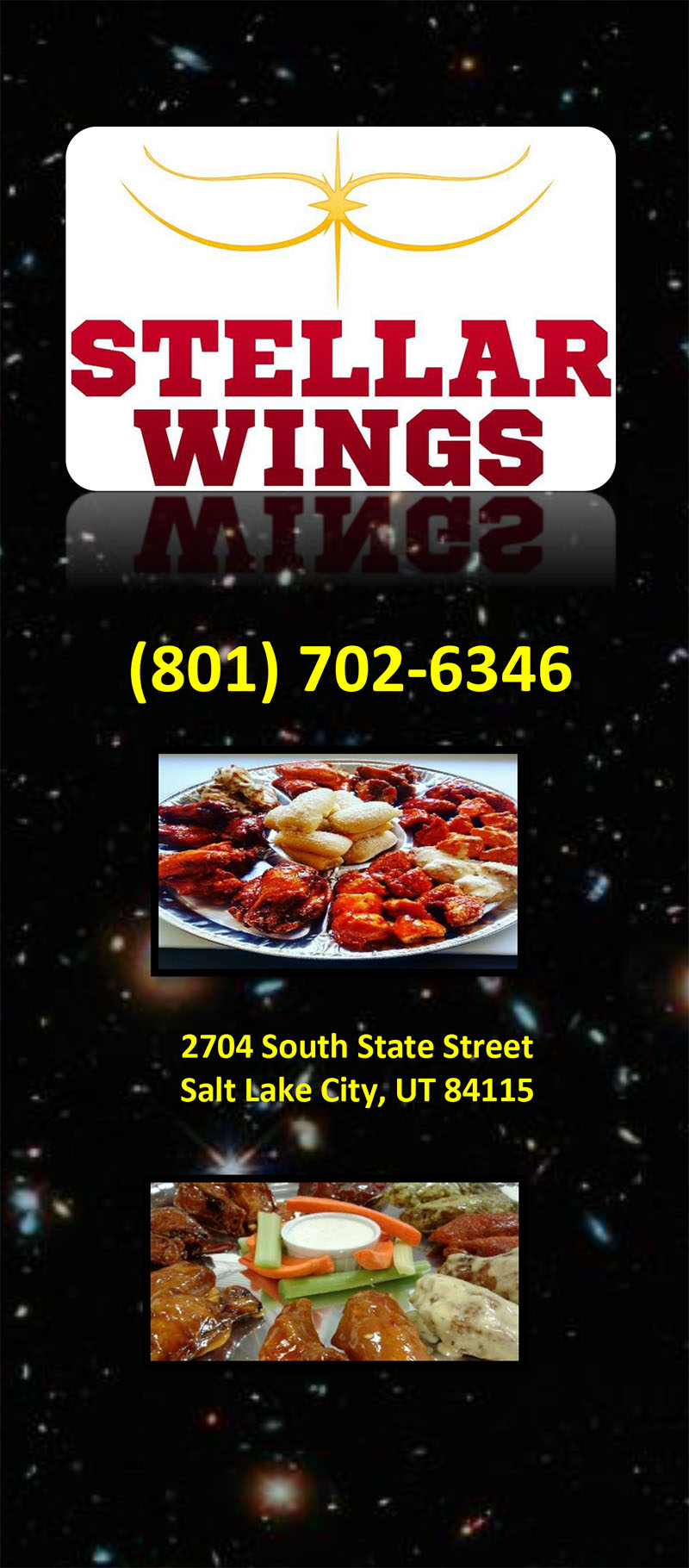 Stellar Wings restaurant menu SLC menu