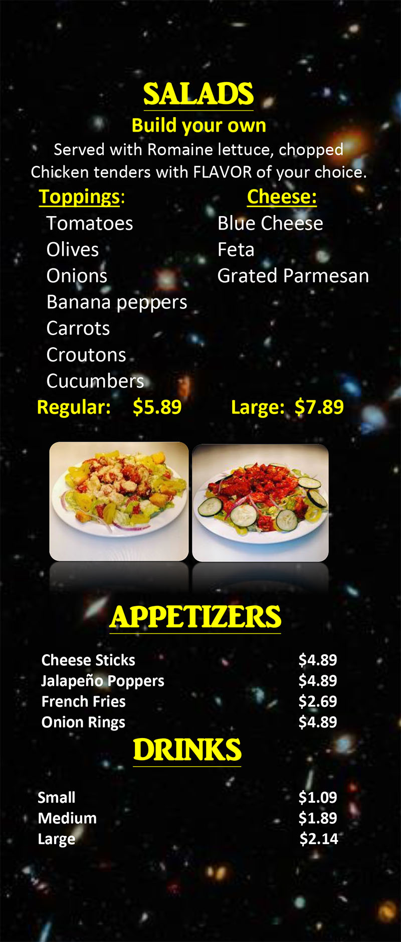 Stellar Wings restaurant menu SLC menu