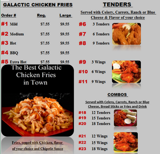 stellar wings restaurant menu - SLC menu