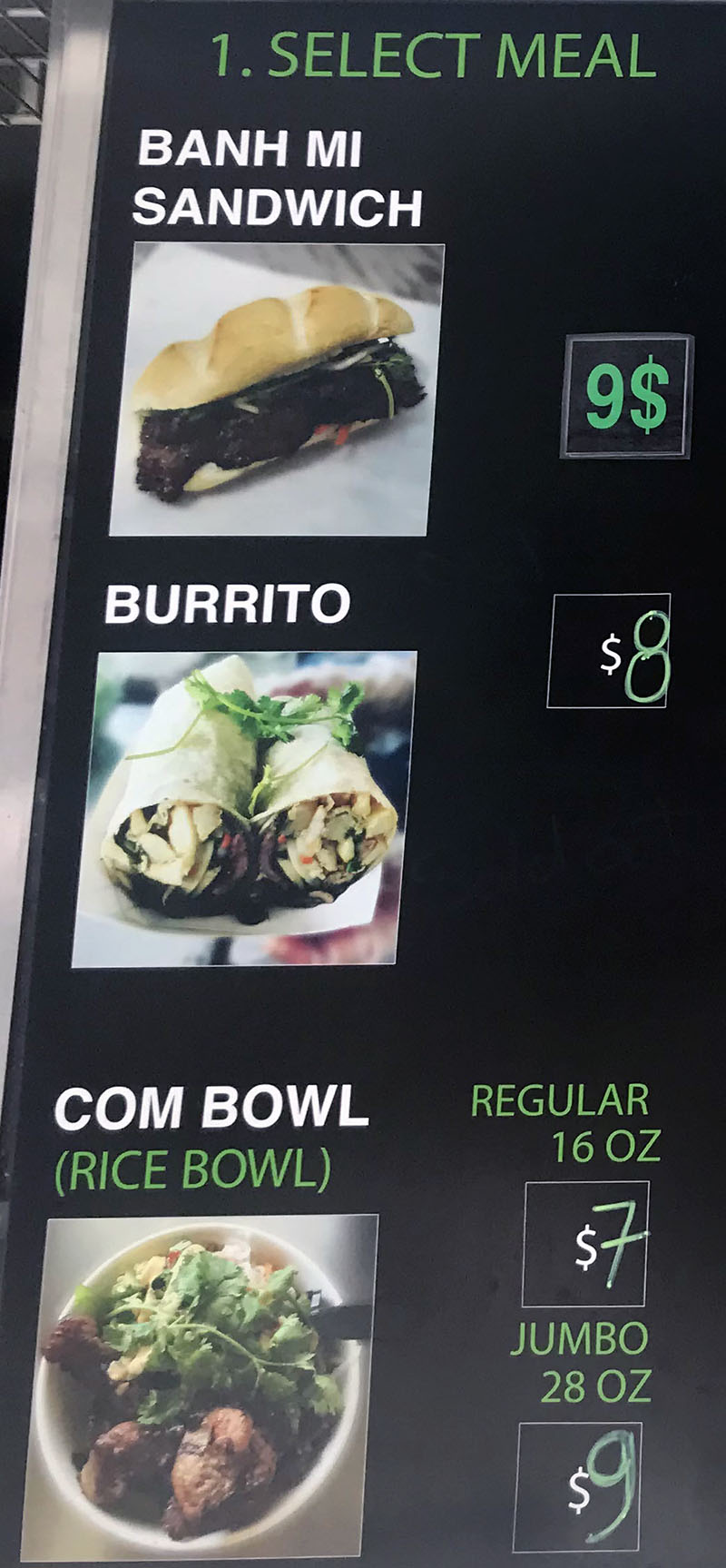 Banh Mi Time food truck menu - select meal
