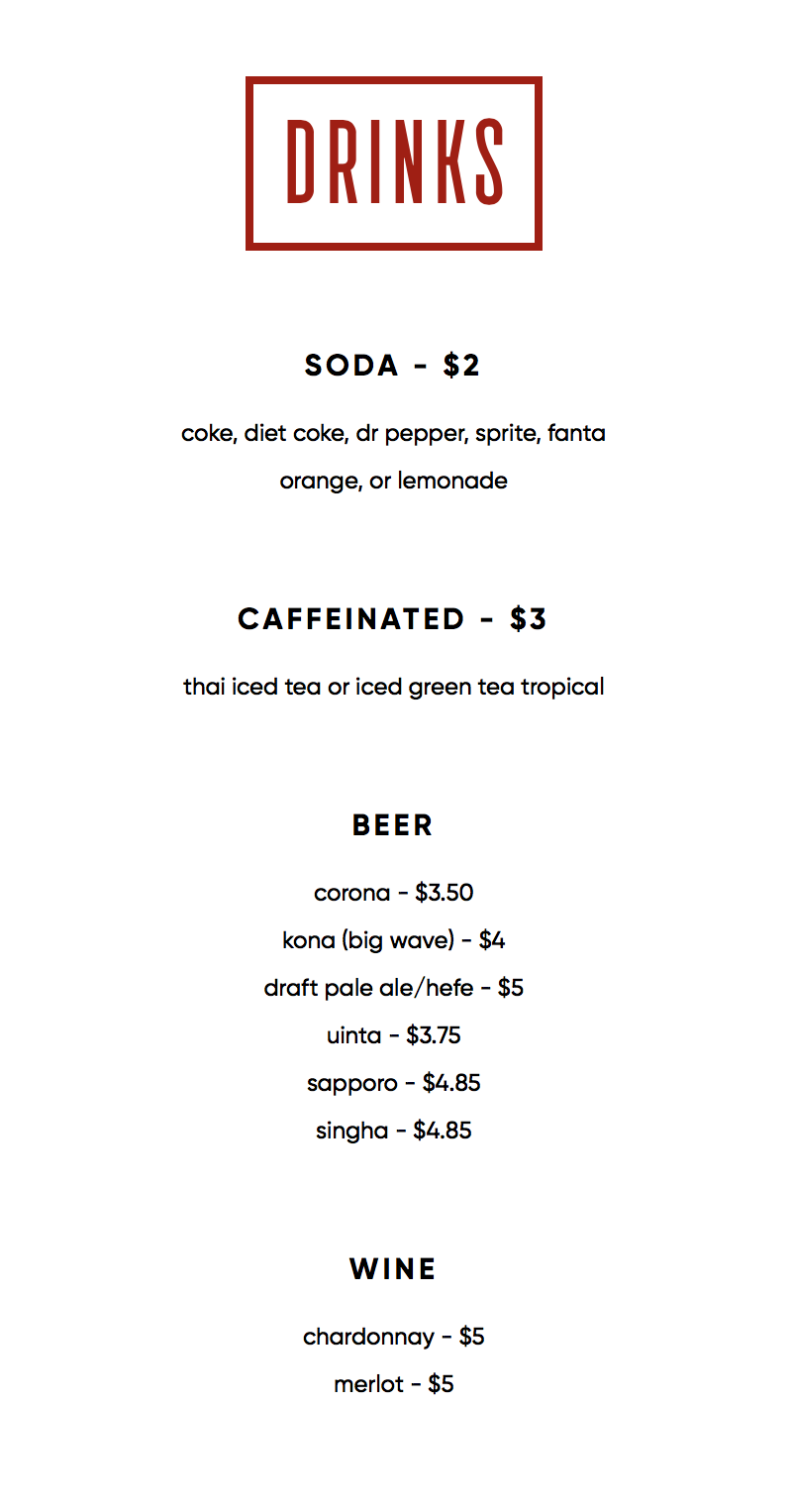 565 Firehouse menu - drinks