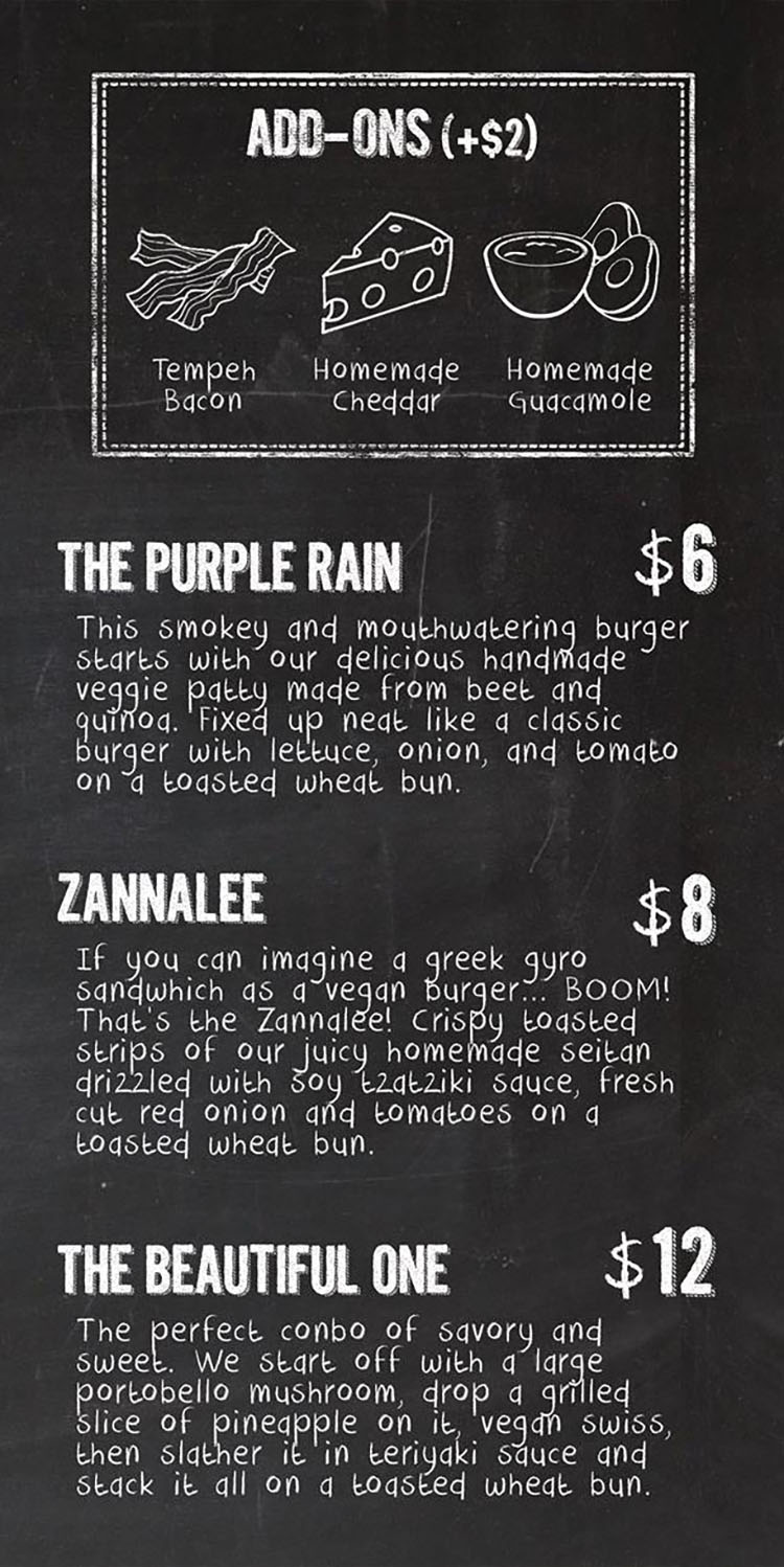 KInd burger menu - page one