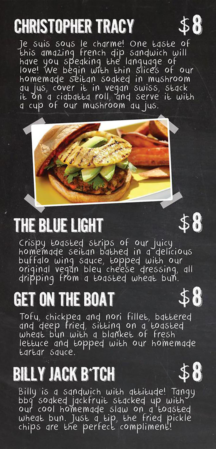 Kind Burger menu - page two