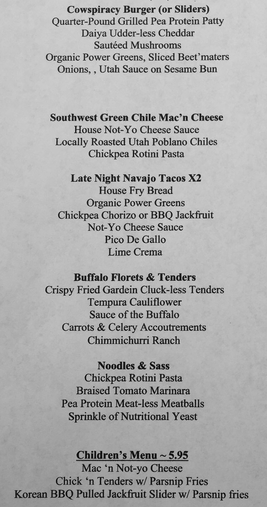 Lil Lotus menu - page one