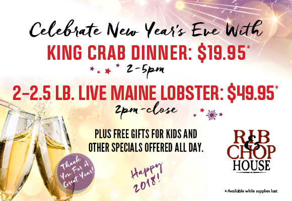 Rib And Chop House NYE 2017 menu