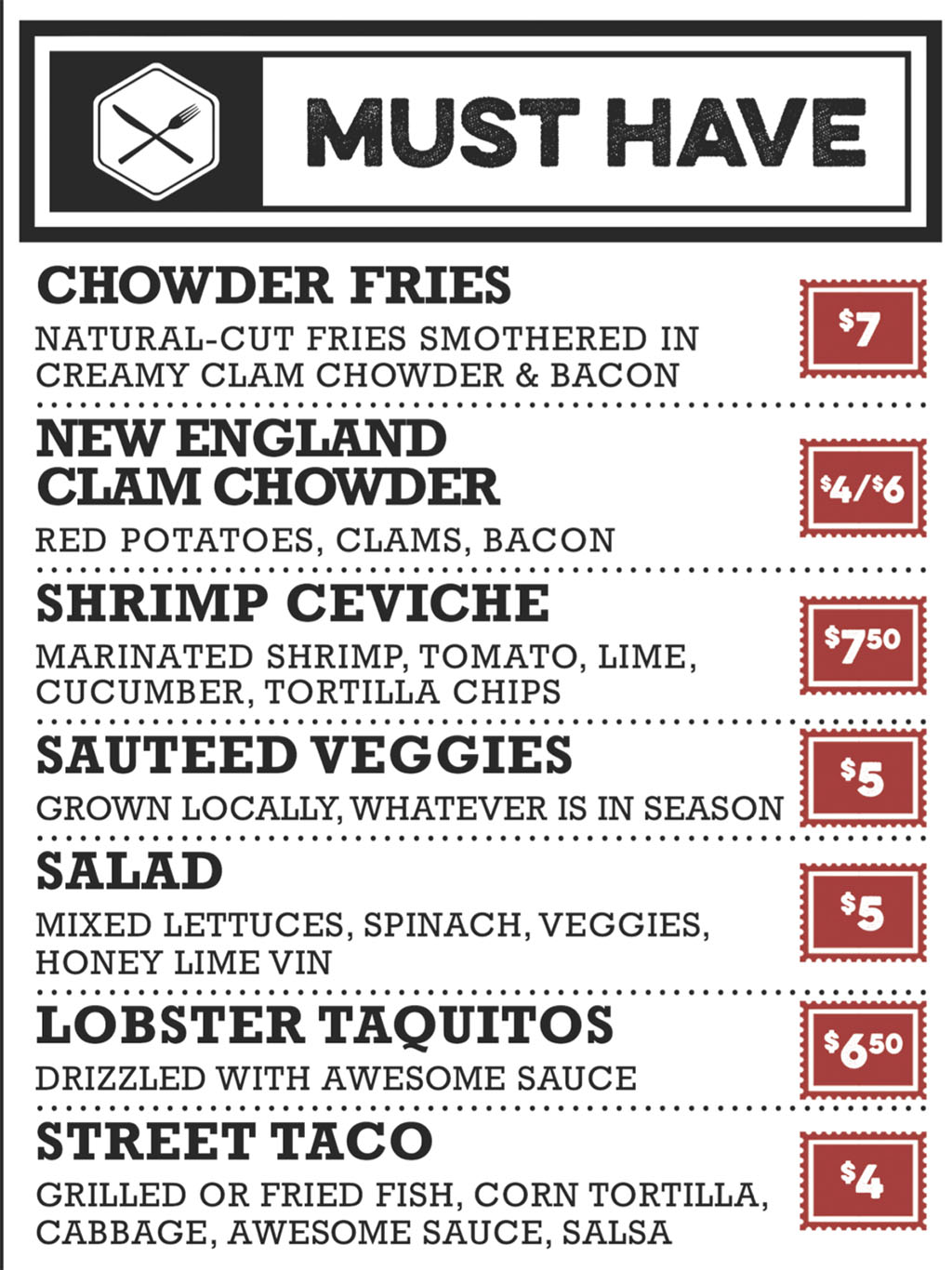 Slapfish menu - must haves
