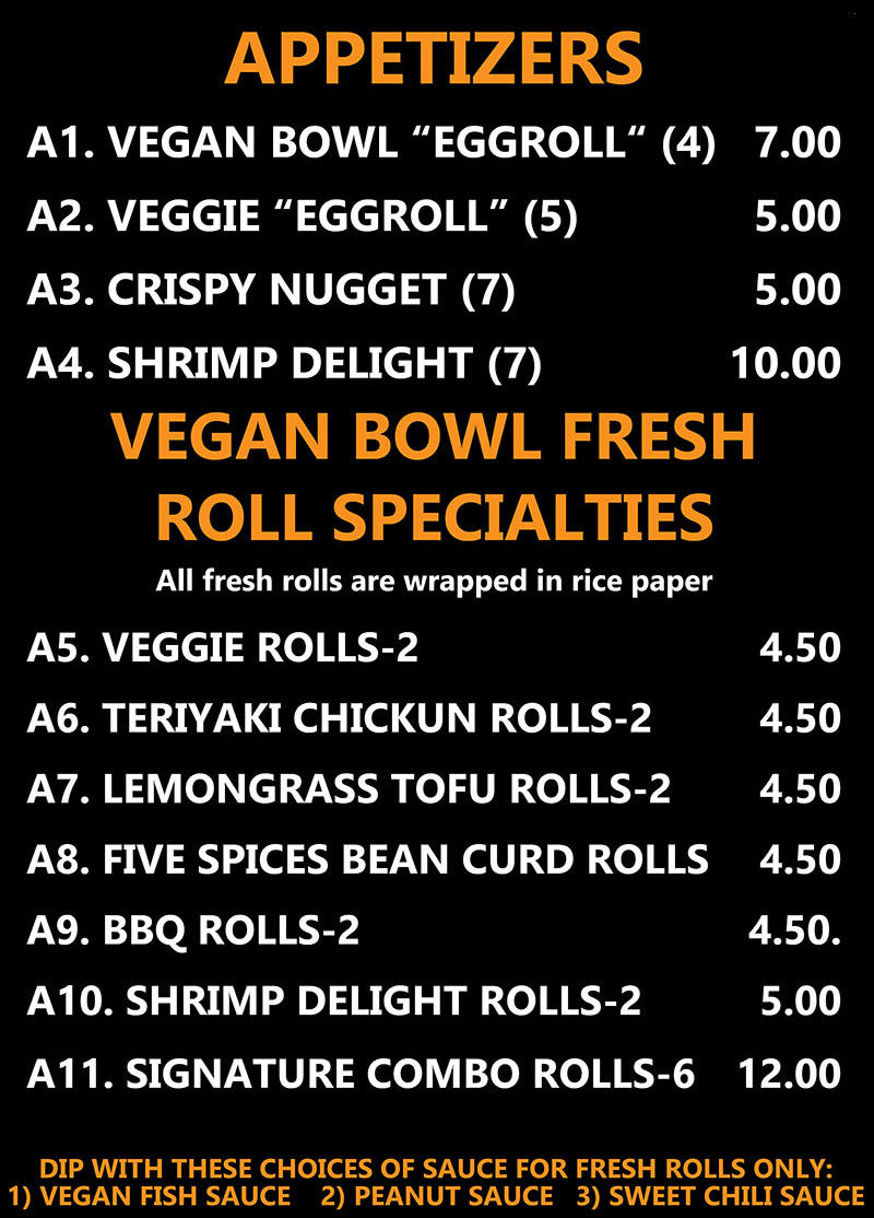 Vegan Bowl - appetizers, rolls
