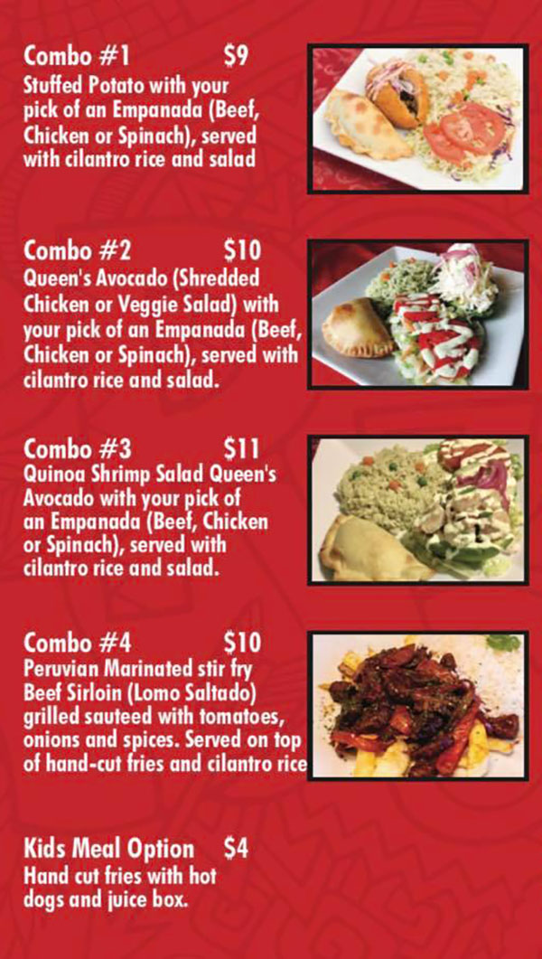 Amkha Misky Peruvian food truck menu - combos