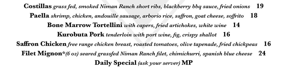 Element Bistro menu - three