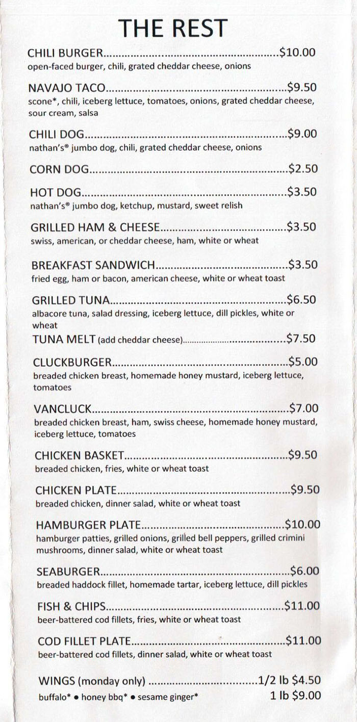 Hi Mountain menu - the rest