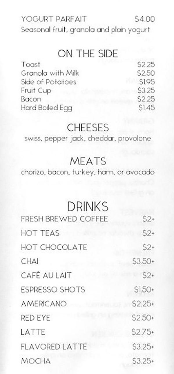 Red Moose Coffee Company menu - drinks
