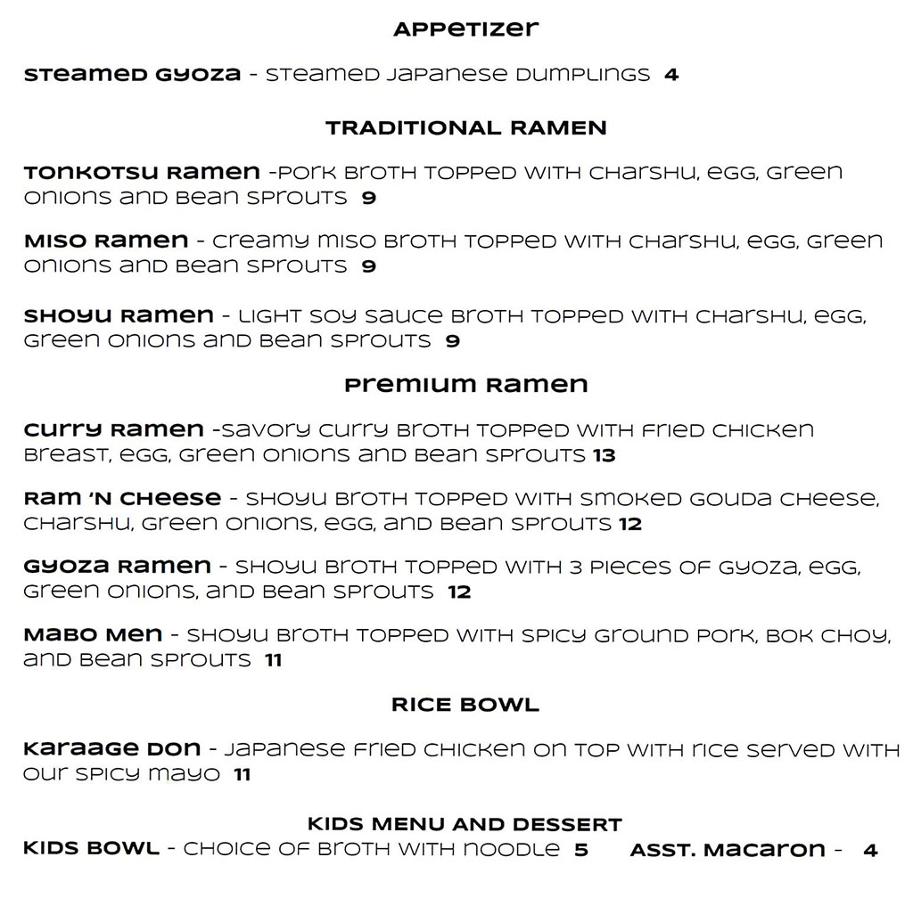 Ramen Nation menu