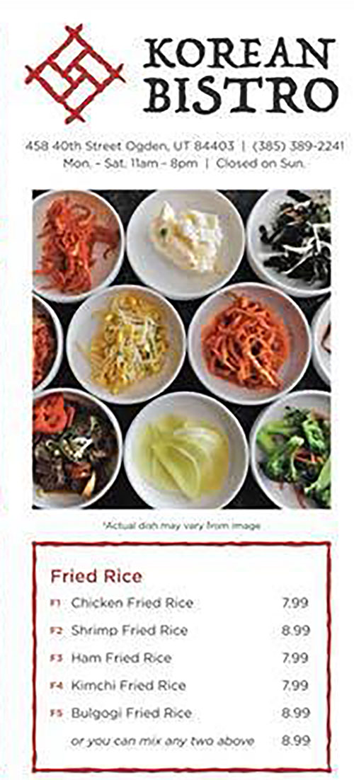 Korean Bistro menu - fried rice