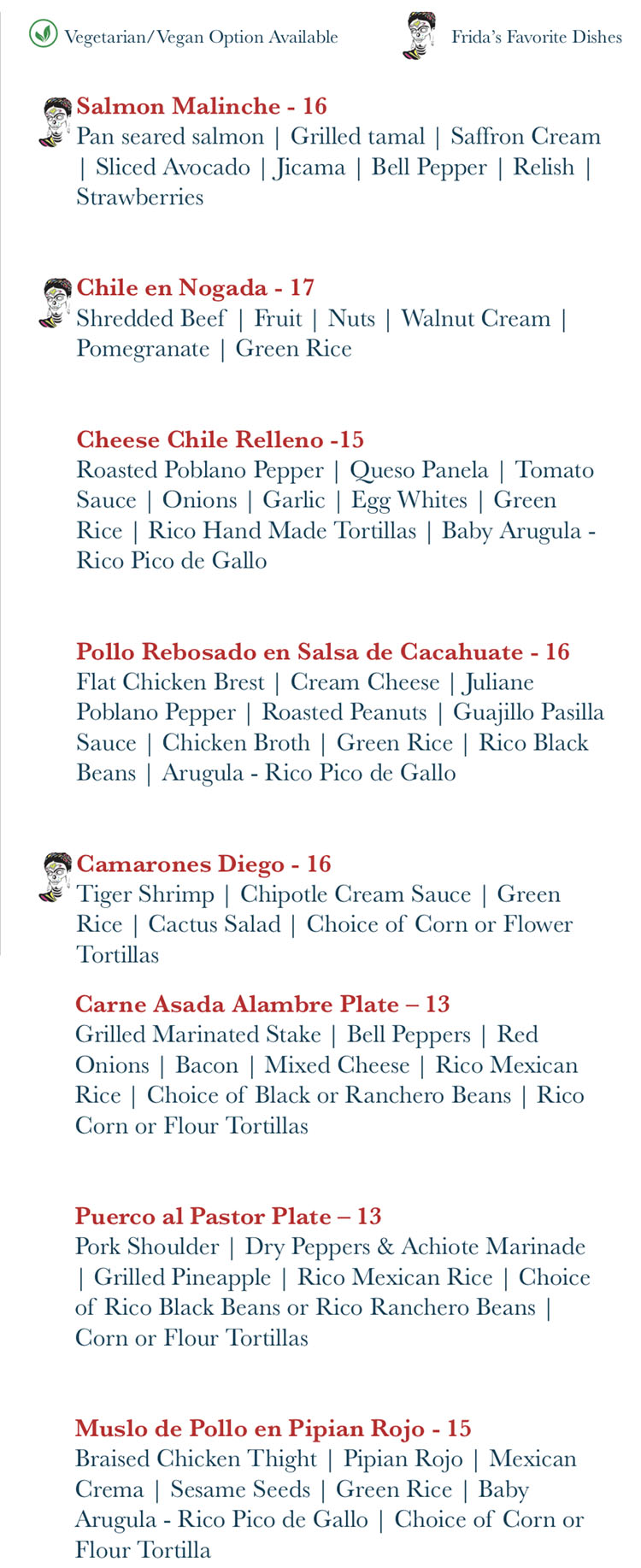 Rico Cocina Y Tequila Bar menu - specialties