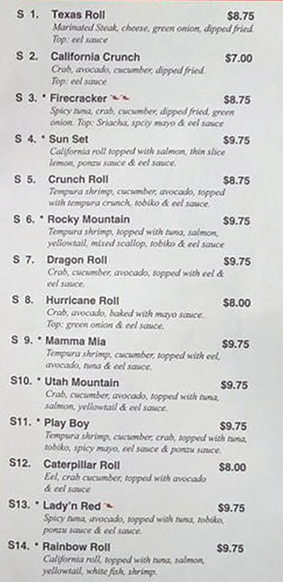Sushi House menu - dinner special roll