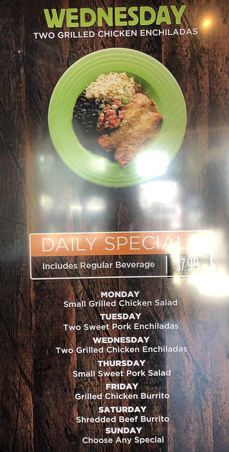 Costa Vida menu - daily specials