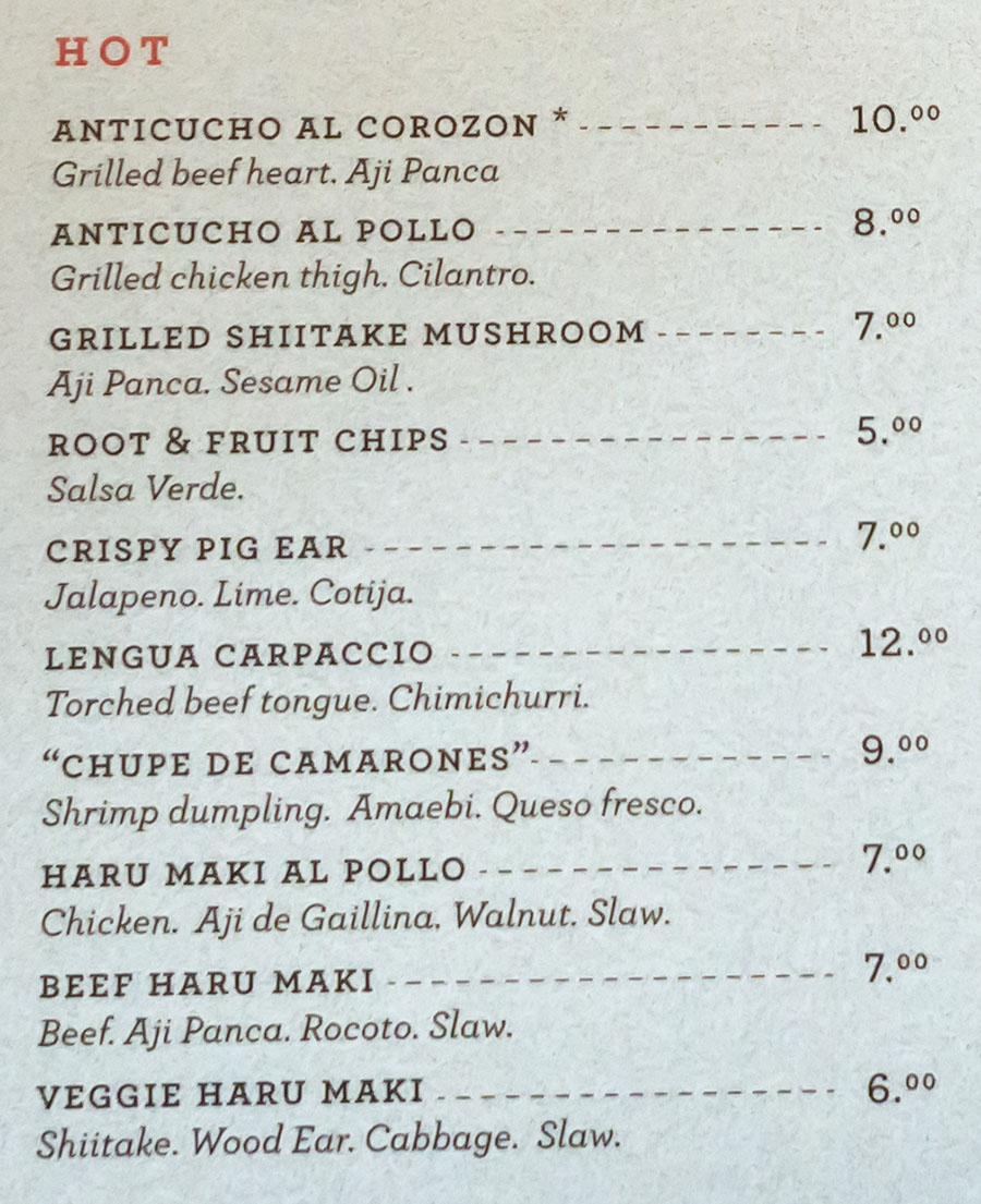 Post Office Place menu - hot