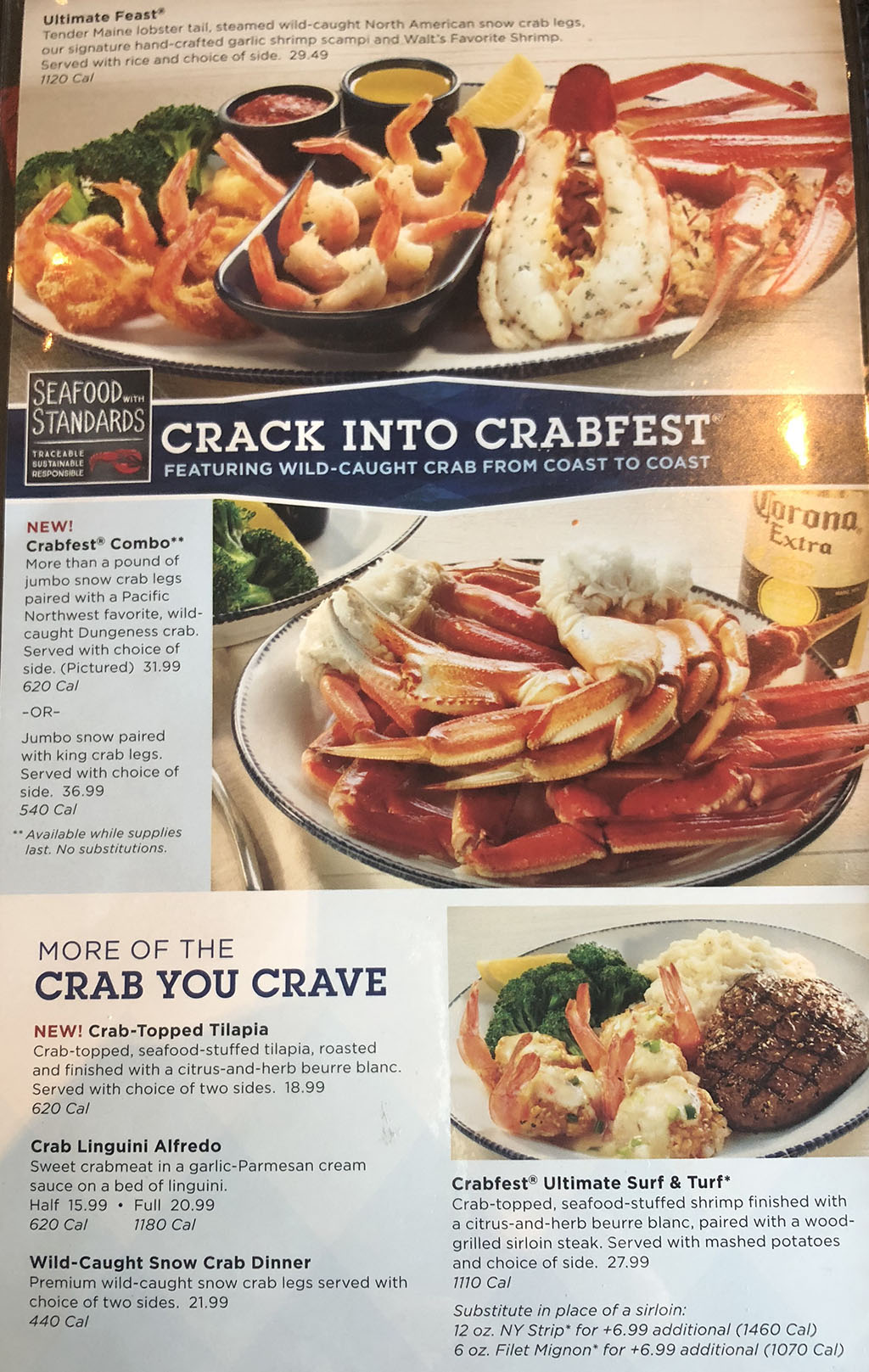 red lobster menu