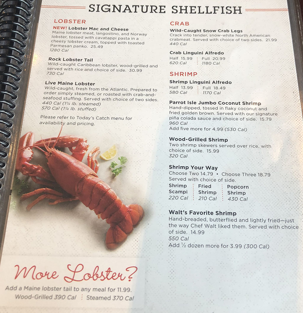 Red Lobster menu with prices SLC menu