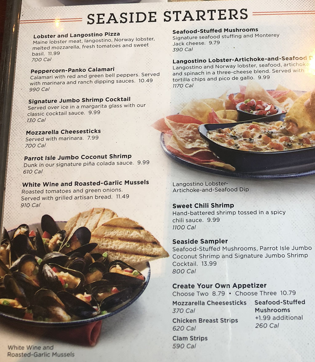 Red Lobster menu with prices SLC menu