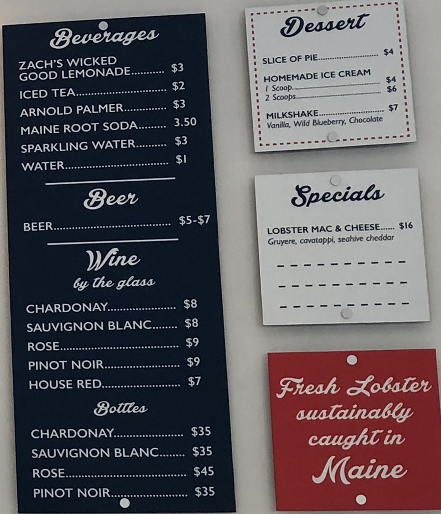 Freshies Lobster Co menu - beverages, beer, wine, dessert, specials