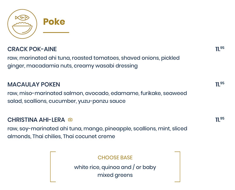The Rising Bun menu - poke