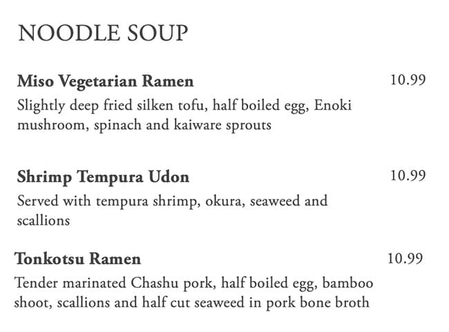 Kaze Sushi Bar And Grill menu - ramen