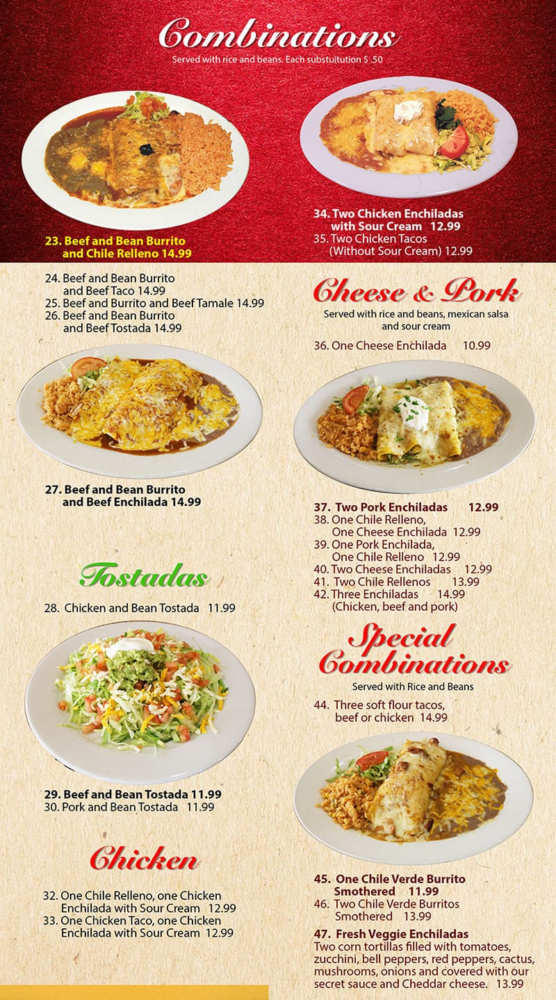 Mi Ranchito Grill menu - combinations continued