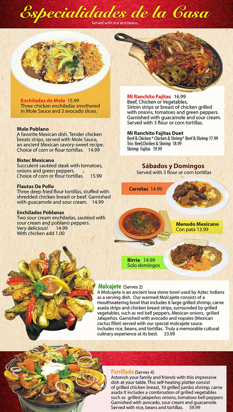 Mi Ranchito Grill menu - specials